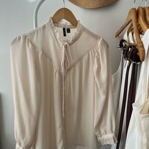 Vero Moda Cream Blouse with Tie Neck